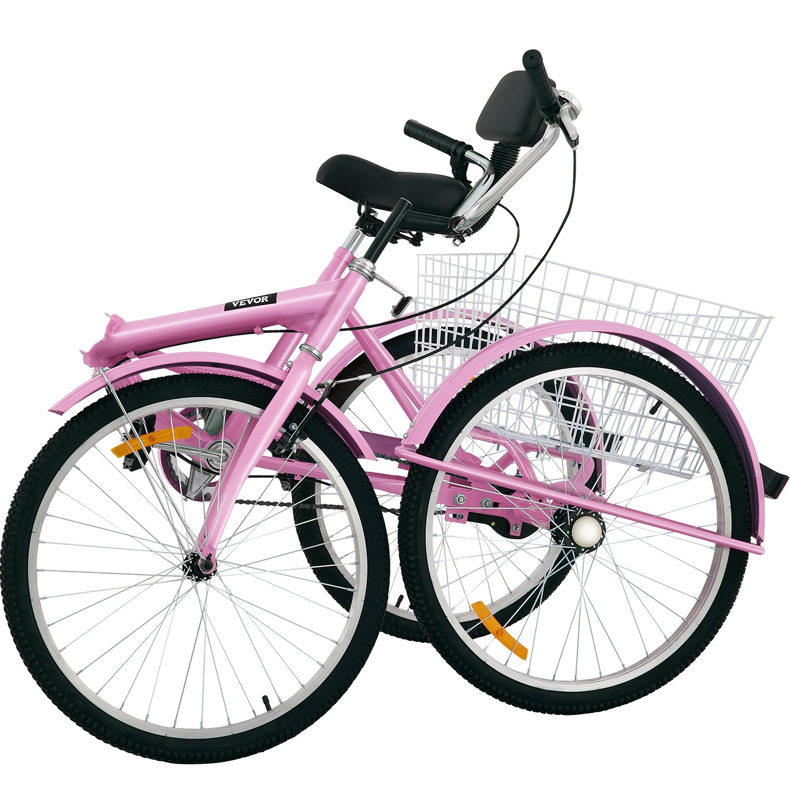 VEVOR Triciclo para adultos Triciclos de carga Triciclo plegable Bicicleta con canasta 24 pulgadas 1 velocidad 3 ruedas bicicletas para adultos