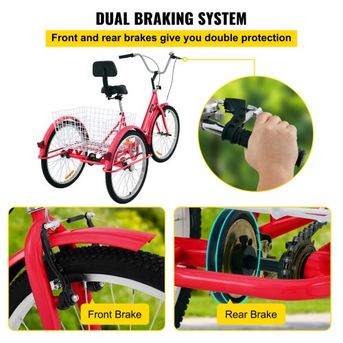 Triciclo VEVOR para adultos, ruedas de 24 pulgadas, triciclo para adultos, 1 velocidad, 3 ruedas, bicicletas para adultos, bicicleta de tres ruedas para adultos, triciclo para adultos, triciclo plegable para adultos, triciclo plegable para adultos, bicicleta de 3 ruedas, triciclo para adultos
