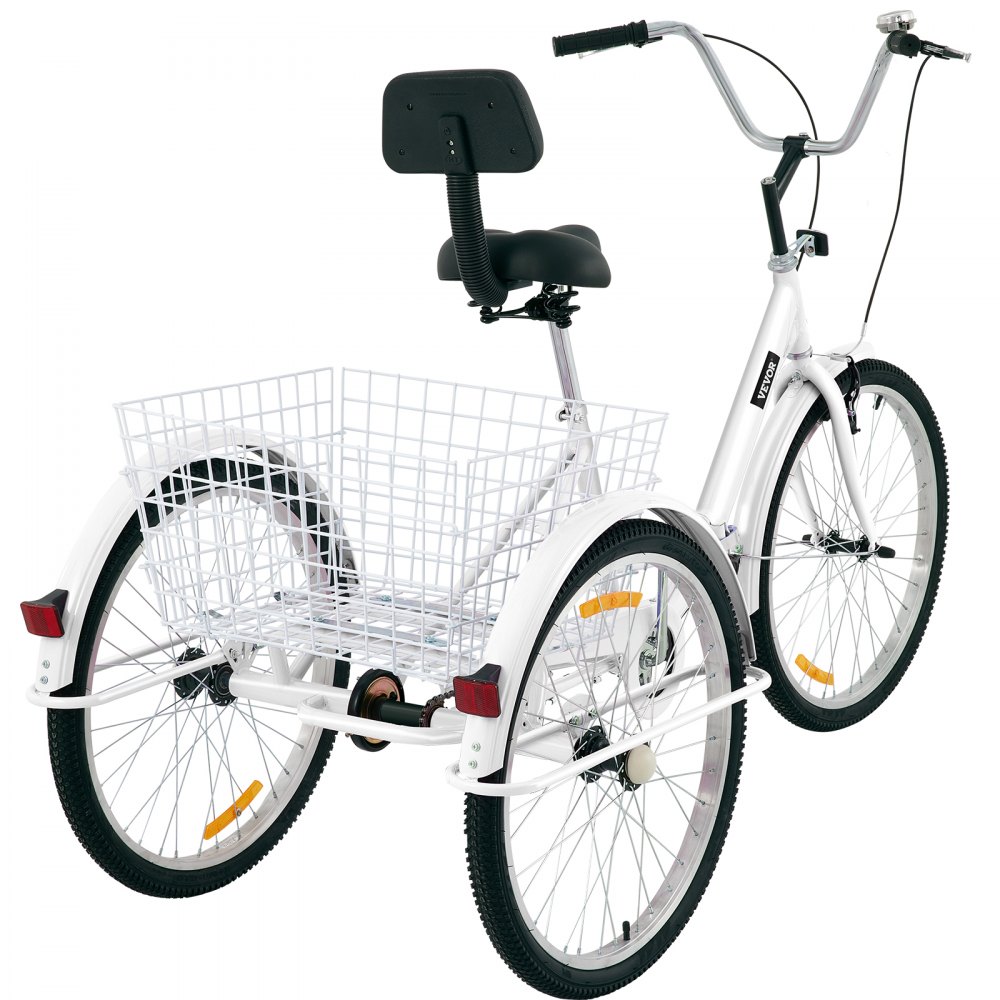VEVOR Triciclo plegable Triciclos para adultos Triciclos de carga Bicicleta con canasta 24' ruedas 1 velocidad 3 ruedas bicicletas para adultos