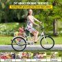 VEVOR Triciclo plegable Triciclos para adultos Triciclos de carga Bicicleta con canasta 24' ruedas 1 velocidad 3 ruedas bicicletas para adultos
