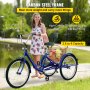 VEVOR Triciclo plegable adulto 24 ' Triciclos de carga Triciclos para adultos Bicicleta con canasta 7 velocidades 3 ruedas bicicletas para adultos