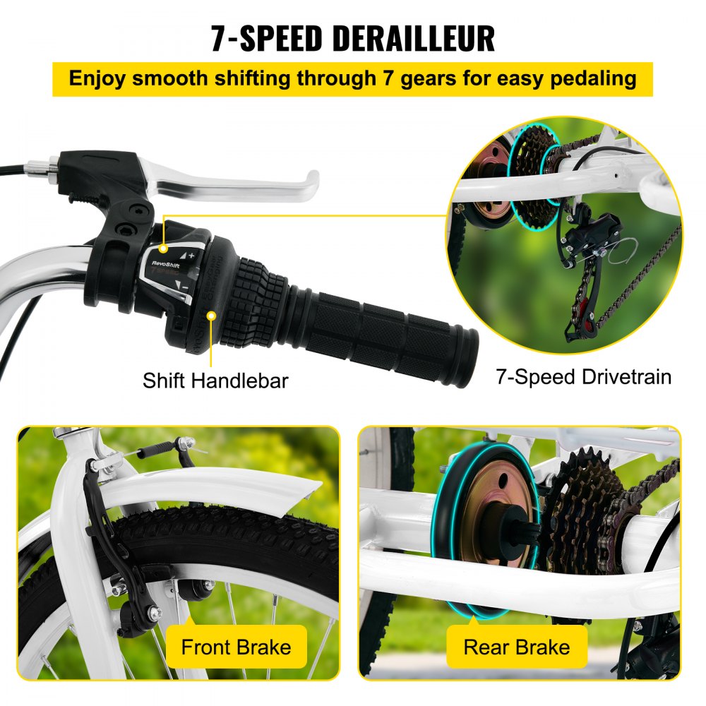 VEVOR Triciclo plegable adulto 24 '' ruedas triciclo adulto 7 velocidades 3 ruedas bicicletas para adultos