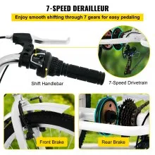 VEVOR Triciclo plegable adulto 24 ' Triciclos de carga Triciclos para adultos Bicicleta con canasta 7 velocidades 3 ruedas bicicletas para adultos