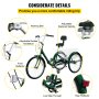 VEVOR Tuspuzz Tricycle Adult 26’’ Wheels Adult Tricycle 7-Speed 3 Wheel Bikes For Adults Three Wheel Bike For Adults Adult Trike Adult Folding Tricycle Foldable Adult Tricycle 3 Wheel Bike Trike For Adults