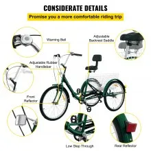 VEVOR Triciclo para adultos Triciclos de carga Triciclo plegable Bicicleta con canasta 26 pulgadas bicicletas de 3 ruedas y 7 velocidades para adultos
