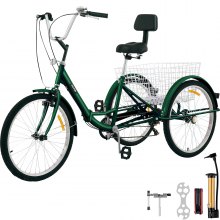 Tuspuzz Tricycle Adult 26’’ Wheels Adult Tricycle 7-Speed 3 Wheel Bikes For Adults Three Wheel Bike For Adults Adult Trike Adult Folding Tricycle Foldable Adult Tricycle 3 Wheel Bike Trike For Adults