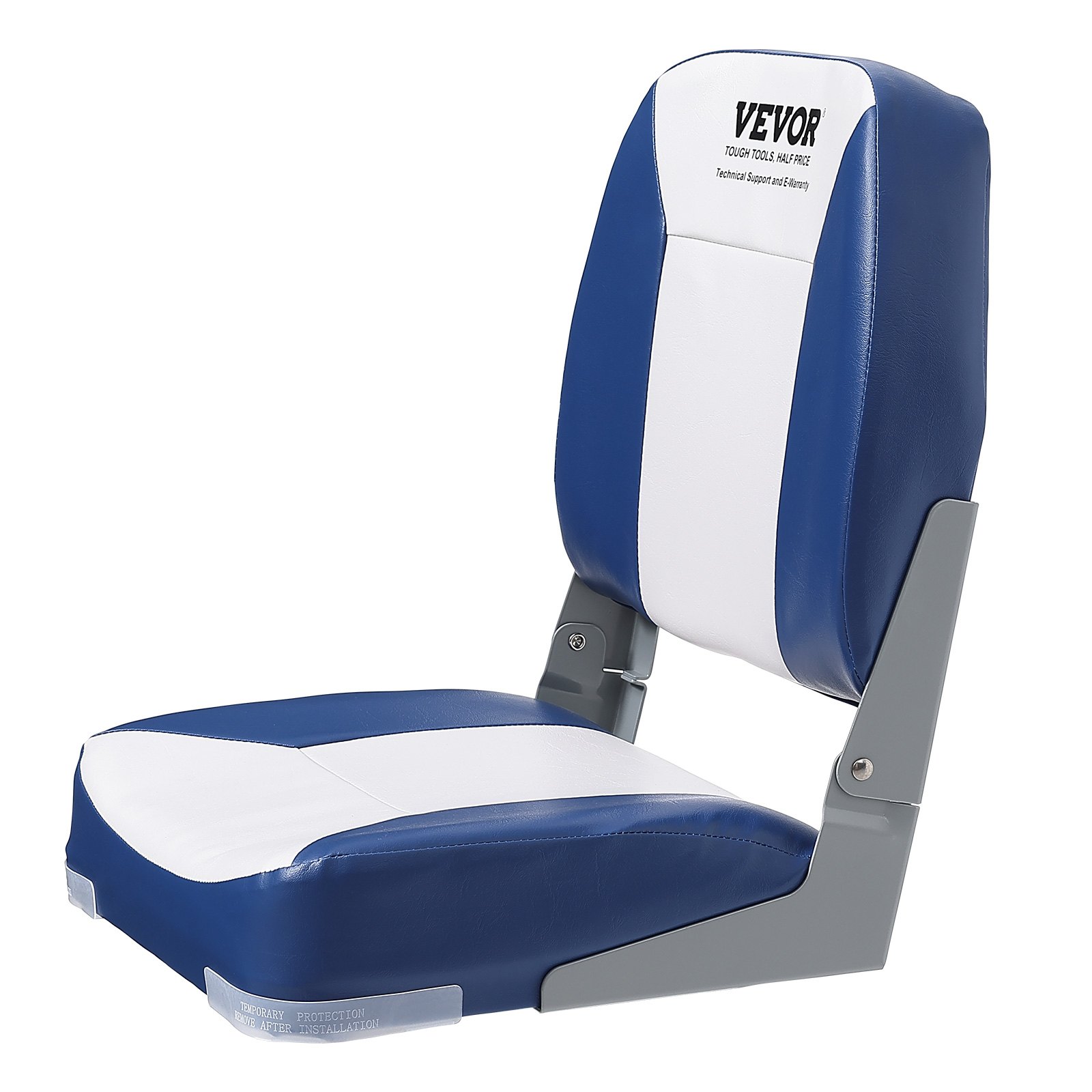 VEVOR Asiento para Barco, Asiento para Barco con Respaldo Bajo de 18,9", Silla Plegable para Barco con Acolchado de Esponja Engrosada y Bisagra, Silla Plegable para Capitán de Barco para Barco de Pesc