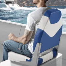 VEVOR Asientos para barco, asiento de barco con respaldo alto de 21.85 pulgadas, silla plegable para barco con acolchado de esponja espesa y bisagra, sillas plegables para capitán de barco para barco