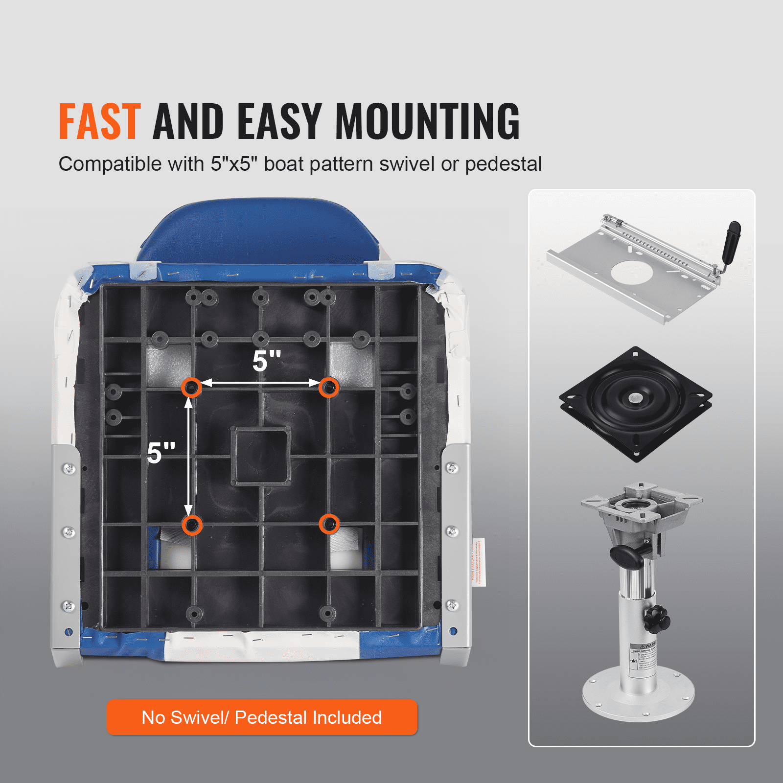 VEVOR Asientos para barco, asiento de barco con respaldo alto de 21.85 pulgadas, silla plegable para barco con acolchado de esponja espesa y bisagra, sillas plegables para capitán de barco para barco
