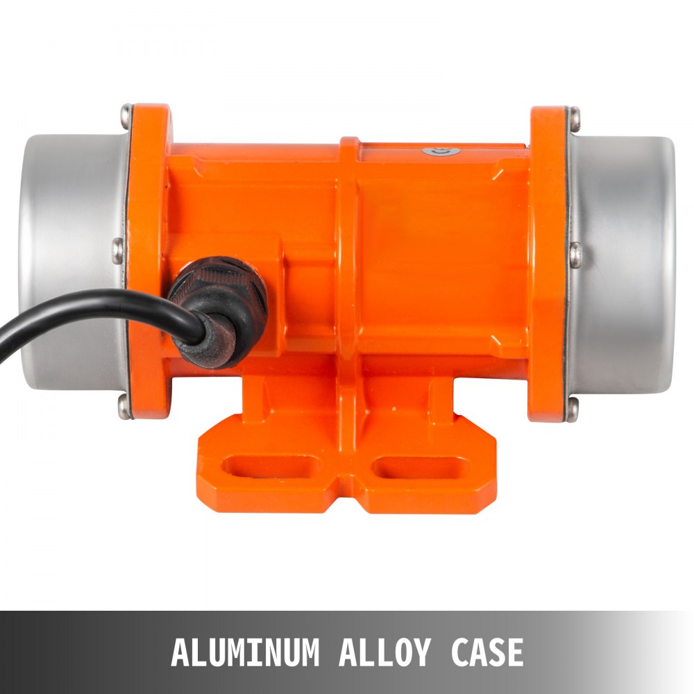 Vibrador de hormigón VEVOR con carcasa de aleación de aluminio y cuerpo naranja brillante.