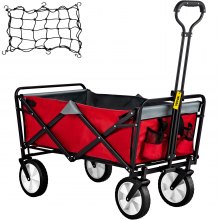 Carro de vagón VEVOR, carro plegable plegable con carga de 176 libras, carro de jardín para uso al aire libre, mango ajustable, vagones plegables portátiles con ruedas para playa, camping, comestibles, rojo/gris