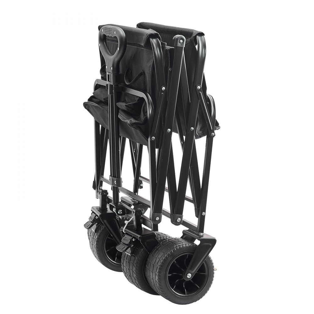 VEVOR - Carrito plegable de playa de 3 pies cúbicos con ruedas todoterreno, resistente, capacidad de 350 lb, con portavasos, ideal para acampar, ir de compras y para el jardín.
