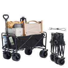 VEVOR Carro plegable plegable, carro de playa de 3 pies cúbicos con ruedas todo terreno, carro plegable resistente, capacidad de peso de 350 libras con soportes para bebidas, carro deportivo para camping, compras, jardín