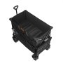 Carro plegable de dos pisos VEVOR negro con asa resistente y ruedas grandes.