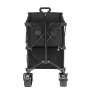 Carro plegable VEVOR de dos pisos de color negro con asa resistente y ruedas dobles de gran tamaño.