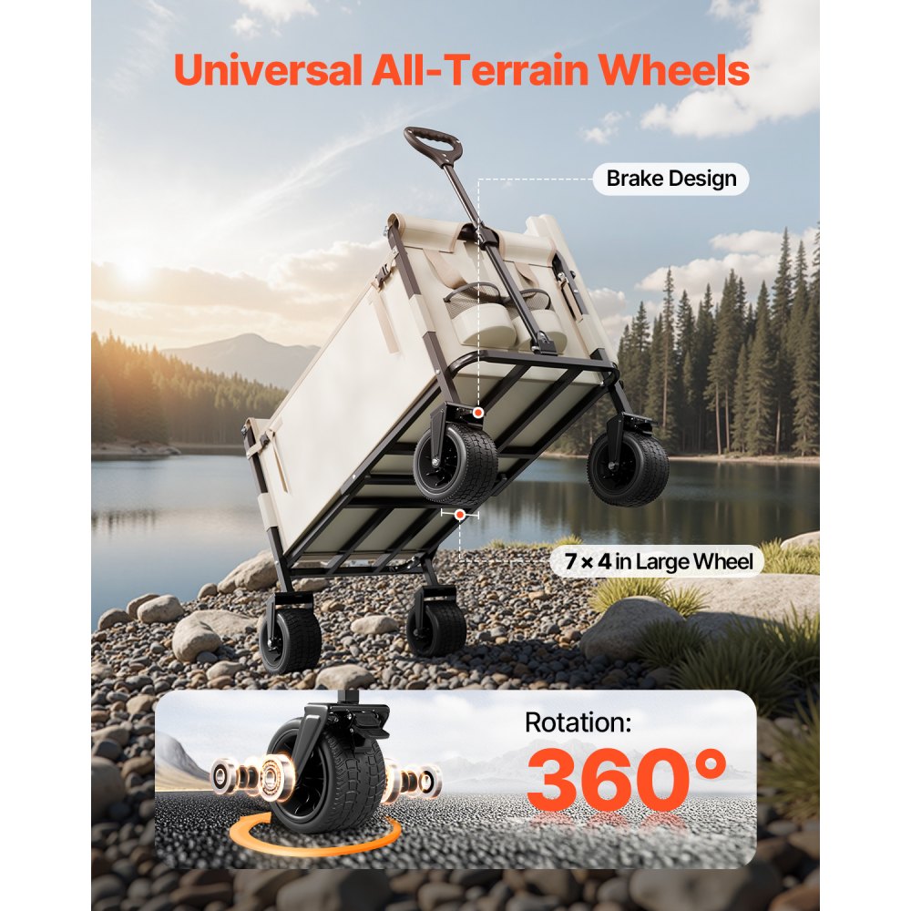 VEVOR - Carrito plegable 2 en 1, con capacidad de 250 kg y 220 l, se convierte en banco, con asa ajustable, ideal para exteriores, compras, camping y jardinería.