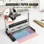 Encuadernadora manual VEVOR con espiral, 34 agujeros, capacidad para 120 hojas, perforadora con lomos ajustables de 3/16" a 9/16" y margen lateral, para tamaño carta, A4 y A5.