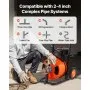 Limpiador de desagües VEVOR de 22,8 m x 1,27 cm, con barrena automática, 4 cortadores e interruptor de pie neumático para tuberías de 2,54 cm a 10,16 cm, color naranja y negro