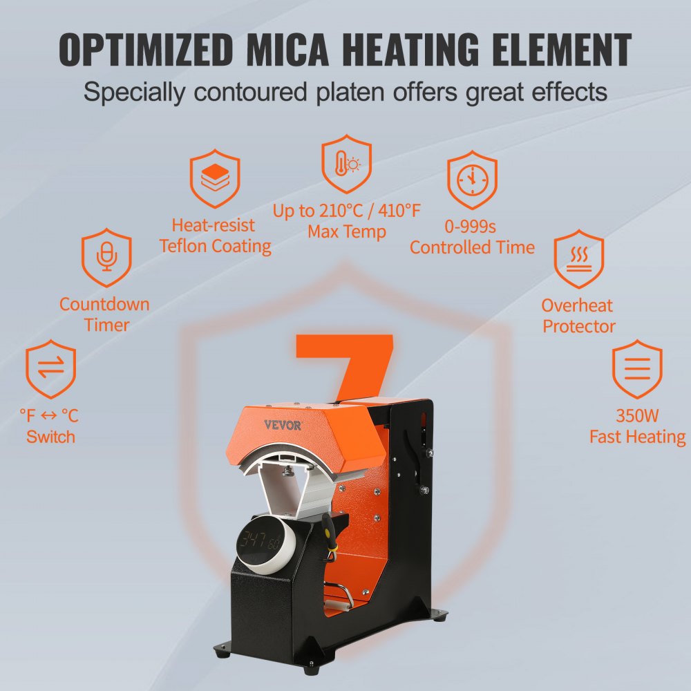 VEVOR Prensa de calor automática Máquina de Sublimación 3 en 1 para sombreros con 3 placas intercambiables (6.6 x 2.7 6.6 x 3.8 6.1 x 3) panel
