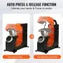 Prensa térmica automática VEVOR 3 en 1 para gorras con 3 platinas intercambiables (6,6" x 2,7", 6,6" x 3,8", 6,1" x 3"), panel de control digital con botón de liberación y presión automático, probada según las normas UL.