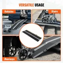 VEVOR Rampa portátil para silla de ruedas, capacidad de 8 pies 800 libras, rampa de umbral plegable de aluminio antideslizante, rampa plegable para scooter de movilidad, rampa para silla de ruedas, rampa para discapacitados para escalones de casa, escaleras, puertas, bordillos
