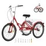 Triciclo plegable VEVOR para adultos, 26 pulgadas, 7 velocidades, de acero al carbono, de 3 ruedas, con cesta y asiento ajustable, ideal para ir de compras, picnics, mujeres, hombres y personas mayores (rojo)