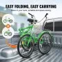Triciclo plegable VEVOR para adultos, de 24 pulgadas, de acero al carbono, de 3 ruedas, con cesta grande y asiento ajustable, ideal para ir de compras, picnics, para mujeres, hombres y personas mayores (verde)