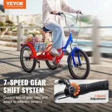 VEVOR Triciclo plegable para adultos, triciclo plegable para adultos de 20 pulgadas y 7 velocidades, bicicleta de crucero de 3 ruedas de acero al carbono con canasta grande y asiento ajustable, triciclos plegables para ir de compras, picnic, para mujeres, hombres y personas mayores