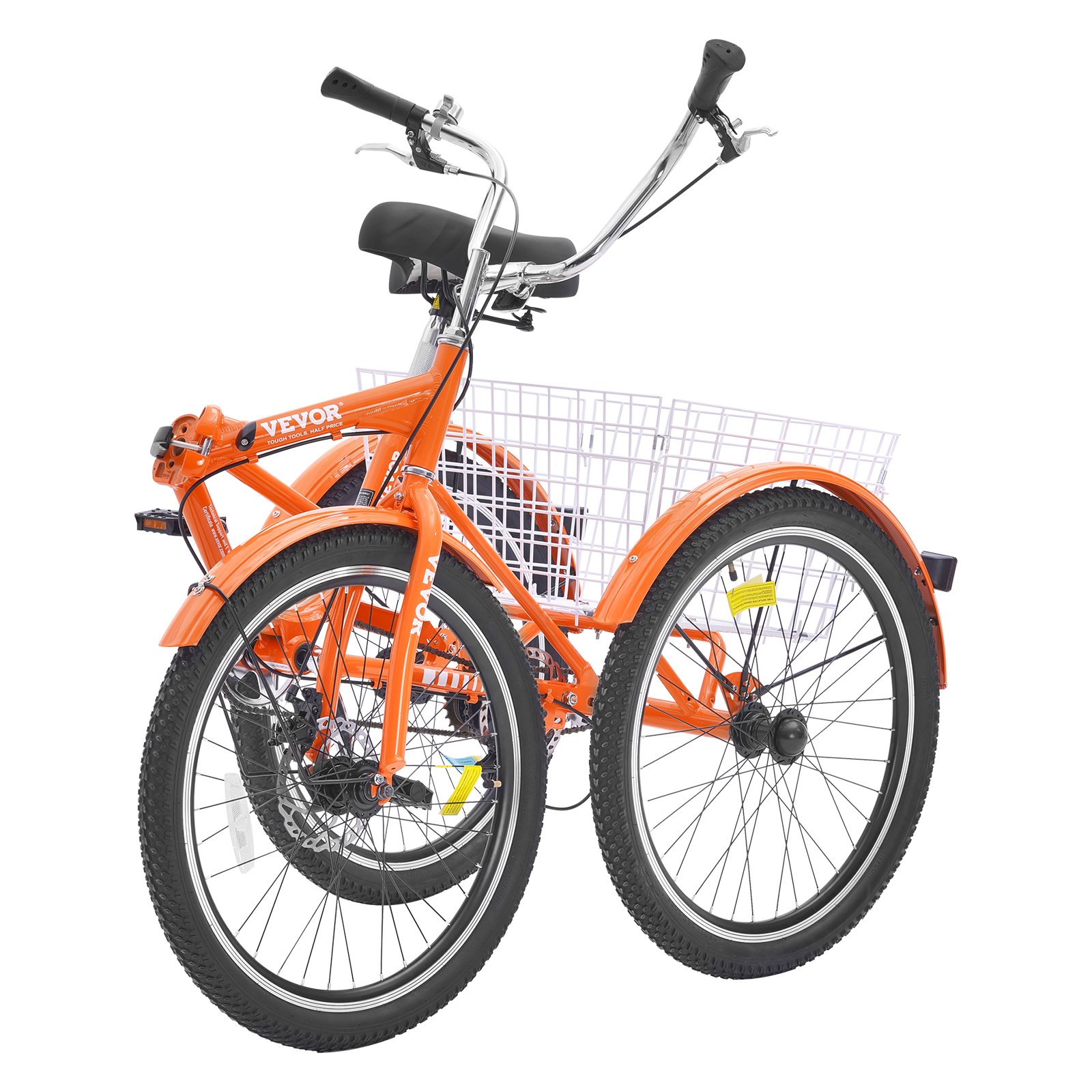 Triciclo plegable VEVOR para adultos, de 26 pulgadas, ligero, de aleación de aluminio, de 3 ruedas y con cesta trasera grande, ideal para ir de compras, hacer pícnics, para adultos, mujeres, hombres y personas mayores.