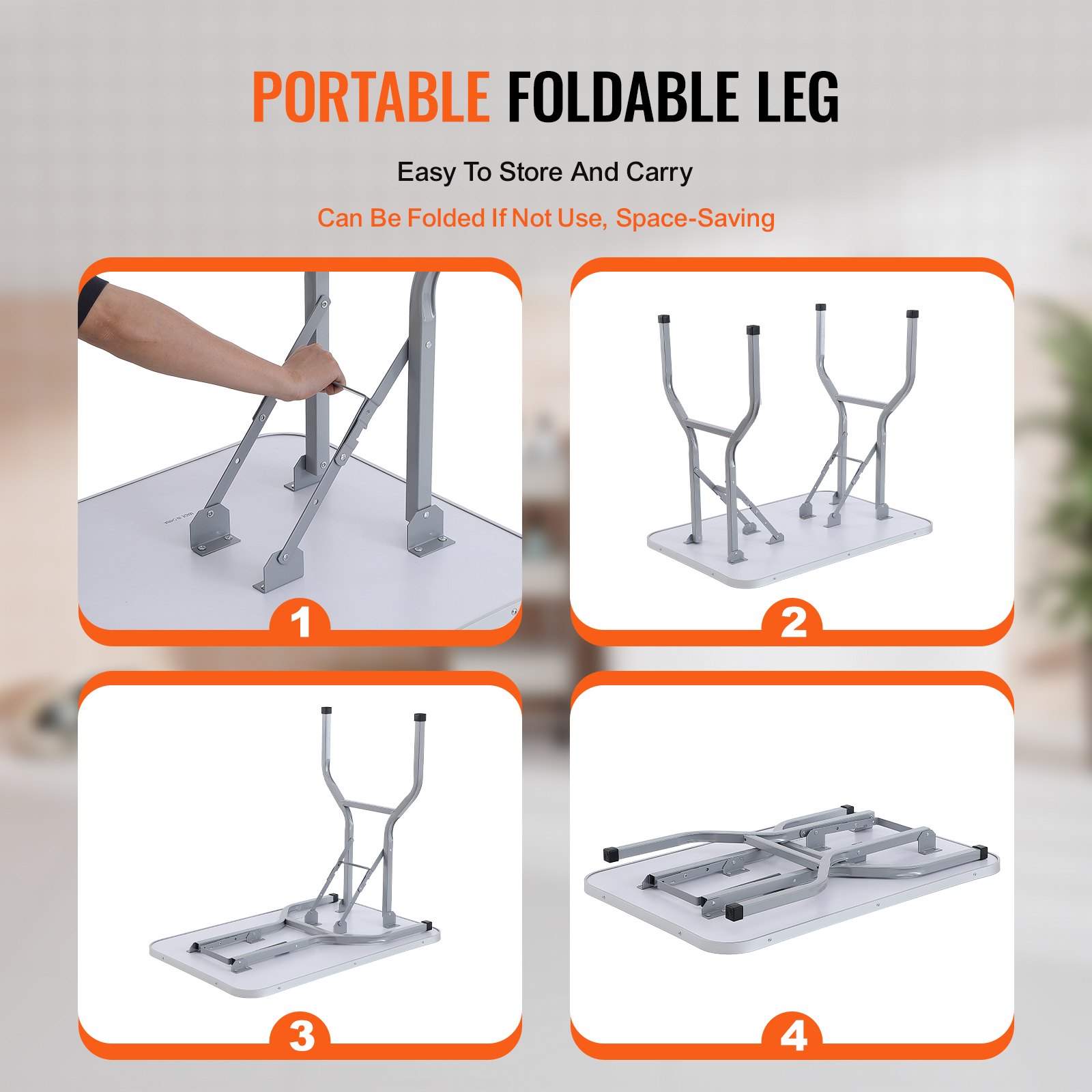 Pata plegable portátil para mesa de aseo para mascotas VEVOR; fácil de almacenar y ahorra espacio.