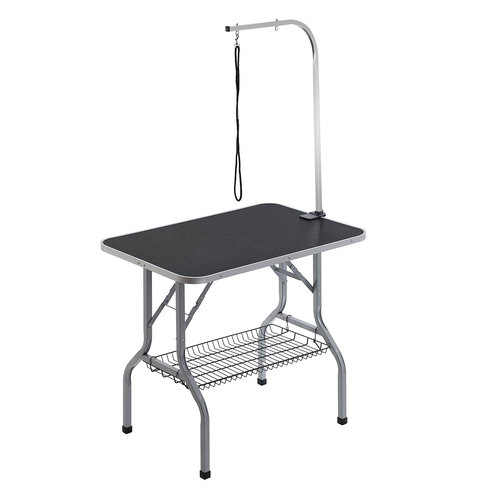VEVOR - Brazo para mesa de aseo para mascotas con abrazadera, 91 x 61 cm, soporte plegable para perros medianos y pequeños, soporte para sentadillas con asa, capacidad de carga de 150 kg