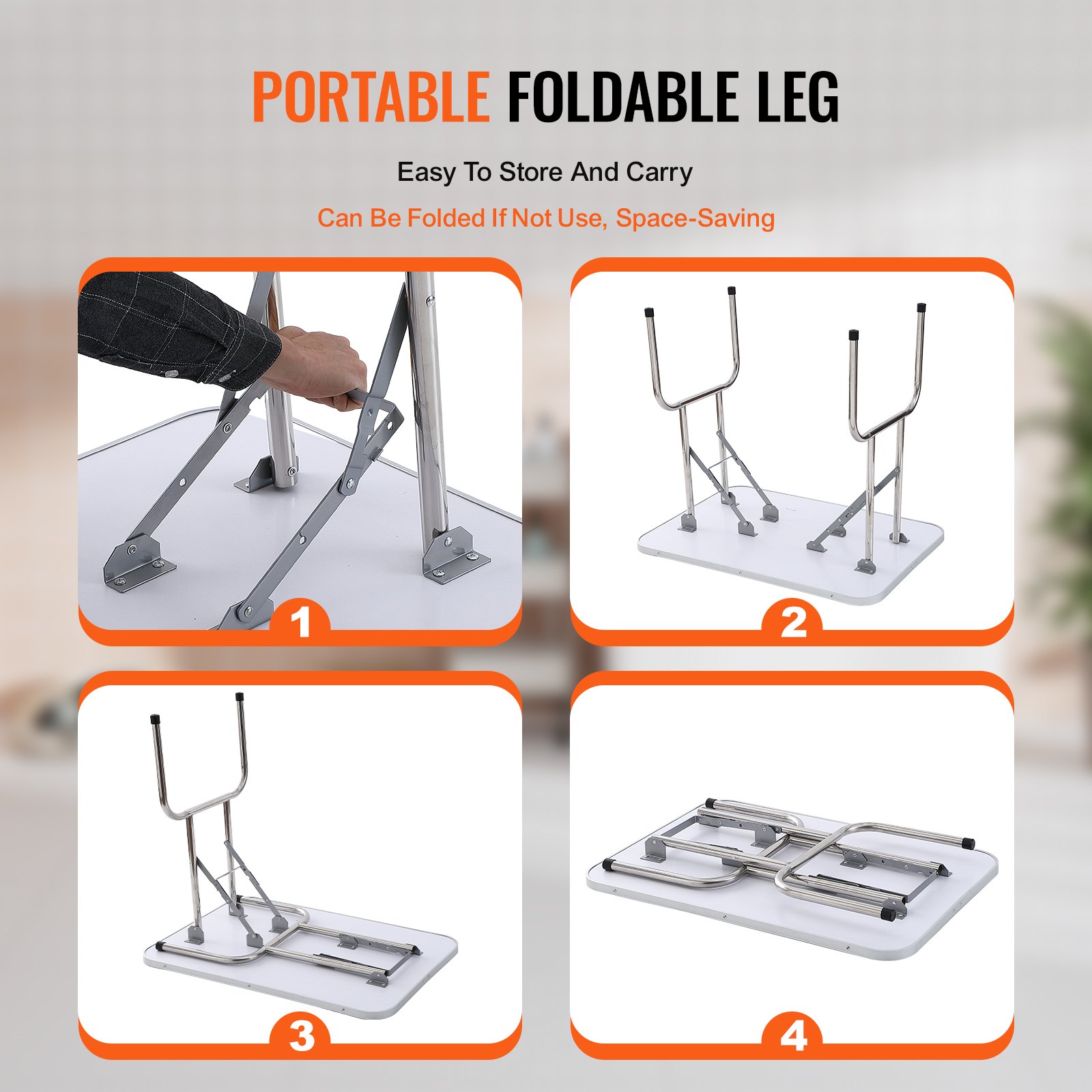 Mesa de aseo para mascotas VEVOR con patas portátiles y plegables para un fácil almacenamiento y ahorro de espacio.