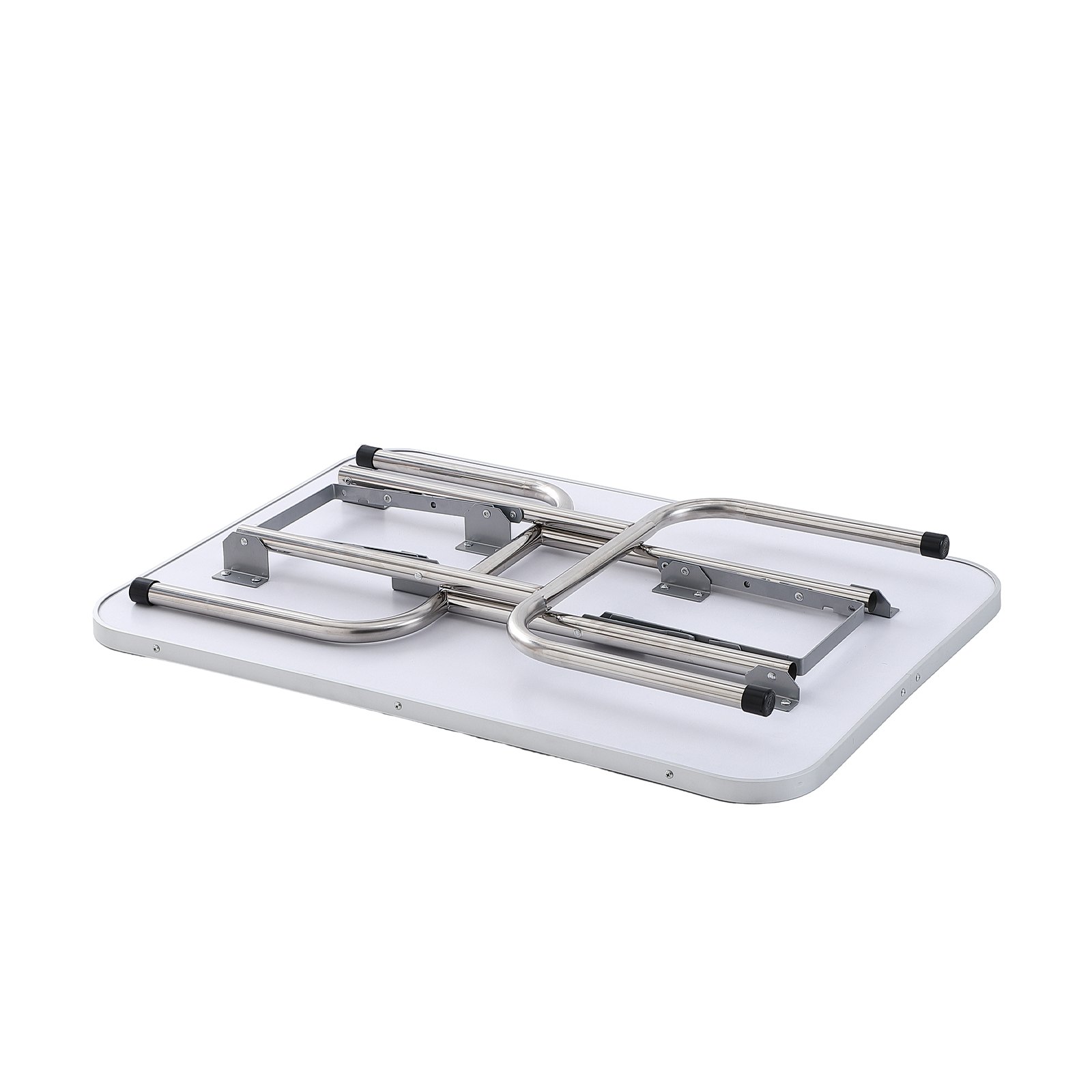 Mesa de aseo para mascotas VEVOR plegable con patas de acero inoxidable y tablero blanco.