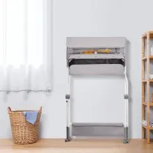 VEVOR Cambiador de bebé, estación para cambiar pañales plegable con ruedas bloqueables, cambiador portátil de 3 niveles de altura ajustable, con cesta de almacenamiento y estantes para colgar para recién nacidos y bebés