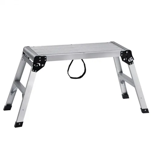 Plataforma de trabajo plegable VEVOR, capacidad de carga de 330 libras, escalera de taburete de paneles de yeso de aluminio, banco de trabajo resistente con pies antideslizantes, ideal para lavar vehículos, limpiar, pintar, decorar