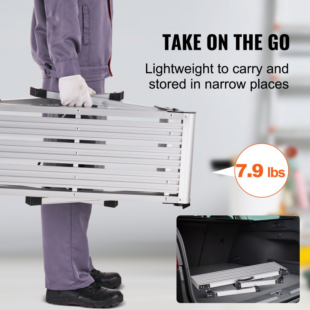 Plataforma de trabajo plegable VEVOR, capacidad de carga de 150 kg, escalera de aluminio para paneles de yeso, banco de trabajo resistente con patas antideslizantes, ideal para lavar vehículos, limpiar, pintar y decorar.