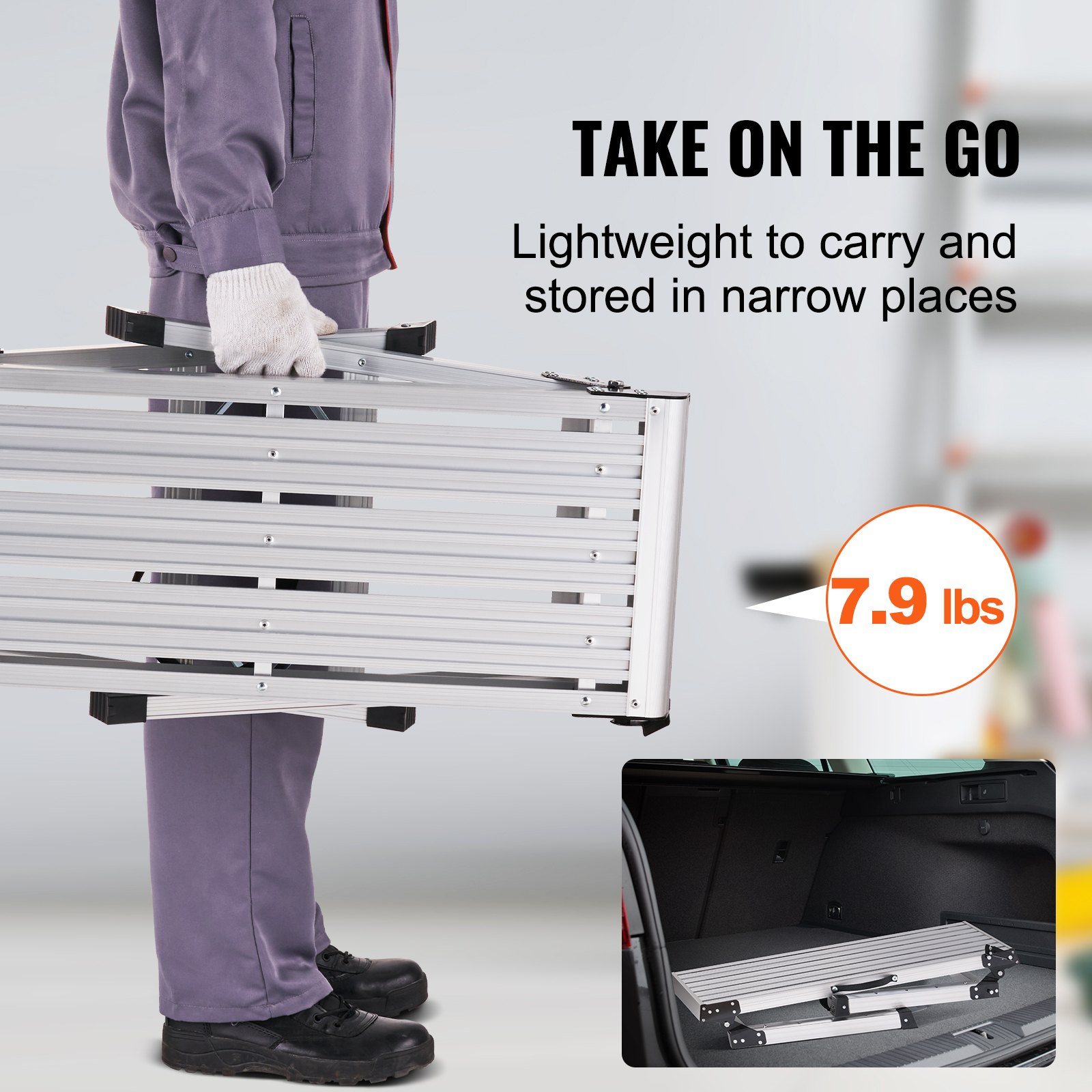 Plataforma de trabajo plegable VEVOR, capacidad de carga de 150 kg, escalera de aluminio para paneles de yeso, banco de trabajo resistente con patas antideslizantes, ideal para lavar vehículos, limpiar, pintar y decorar.
