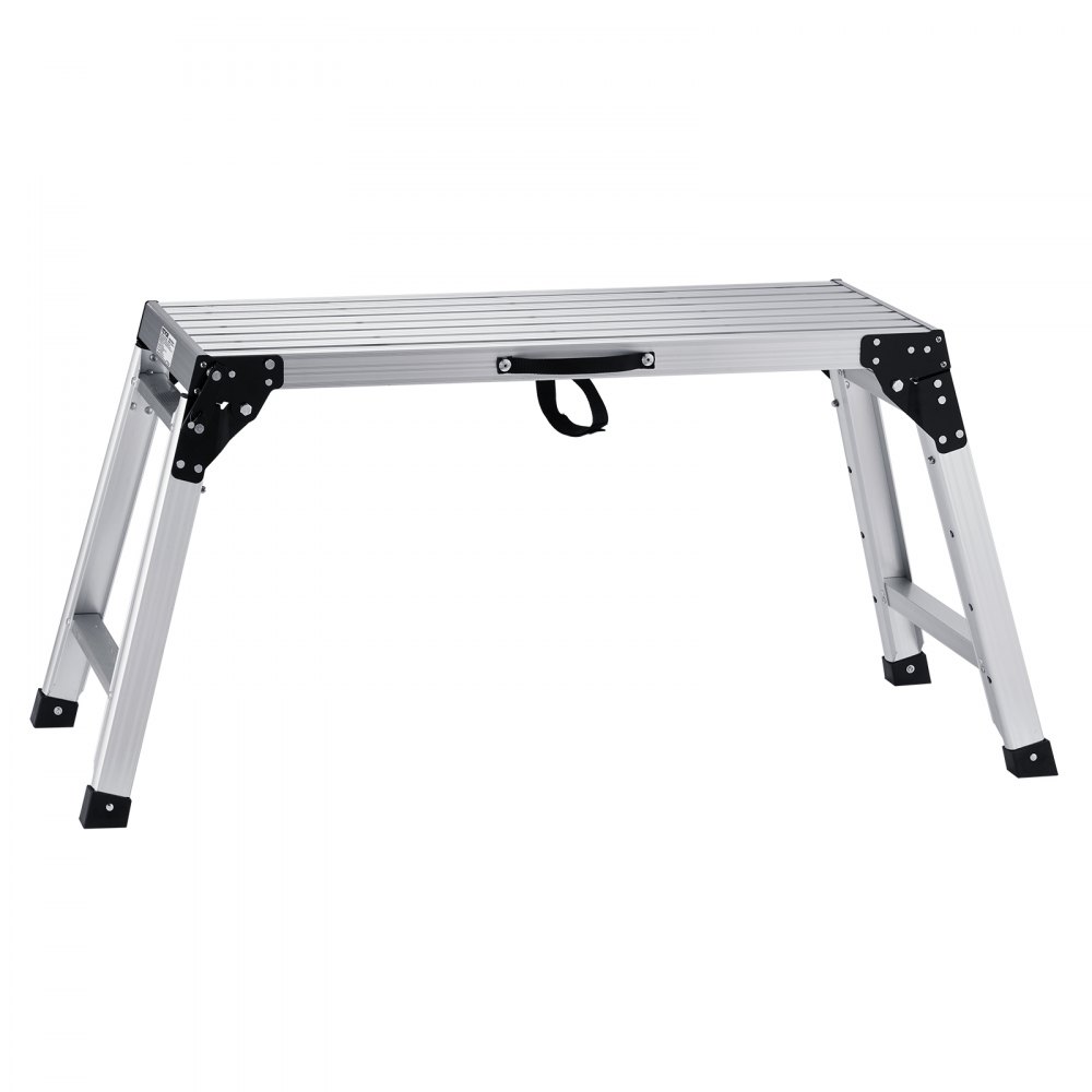 Plataforma de trabajo VEVOR de 140 kg, escalera plegable de aluminio para paneles de yeso de 58 a 87 cm de altura ajustable, banco de trabajo antideslizante con asa portátil, resistente para lavar vehículos, limpiar, pintar y decorar.