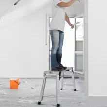 VEVOR Plataforma de trabajo de 330 libras, escalera plegable de aluminio para paneles de yeso de 23 a 34,5 pulgadas de altura ajustable, banco de trabajo antideslizante con mango portátil, resistente para lavar vehículos, limpieza, pintura, decoración