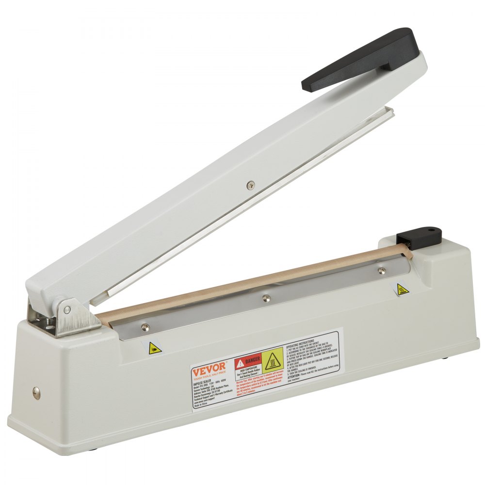 Selladora de impulsos VEVOR de 12 pulgadas, máquina de sellado térmico manual con modo de calentamiento ajustable, selladora de bolsas de aluminio retráctil para bolsas de plástico Mylar, PE, PP, selladora portátil de bolsas de polietileno con kit de reemplazo adicional