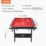 Mesa de billar VEVOR, mesa de billar de 2,13 m (7 pies), portátil y plegable, ahorra espacio. El juego incluye bolas, tacos, tizas y cepillo. Color negro con paño rojo. Perfecta para la sala de juegos familiar, para niños y adultos.