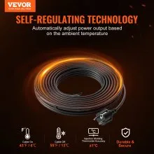 VEVOR Cable calefactor de tubería autorregulable, cinta térmica de 120 pies 5 W/pie para protección contra congelación de tuberías, protege mangueras de PVC, tuberías de metal y plástico de la congelación, 120 V