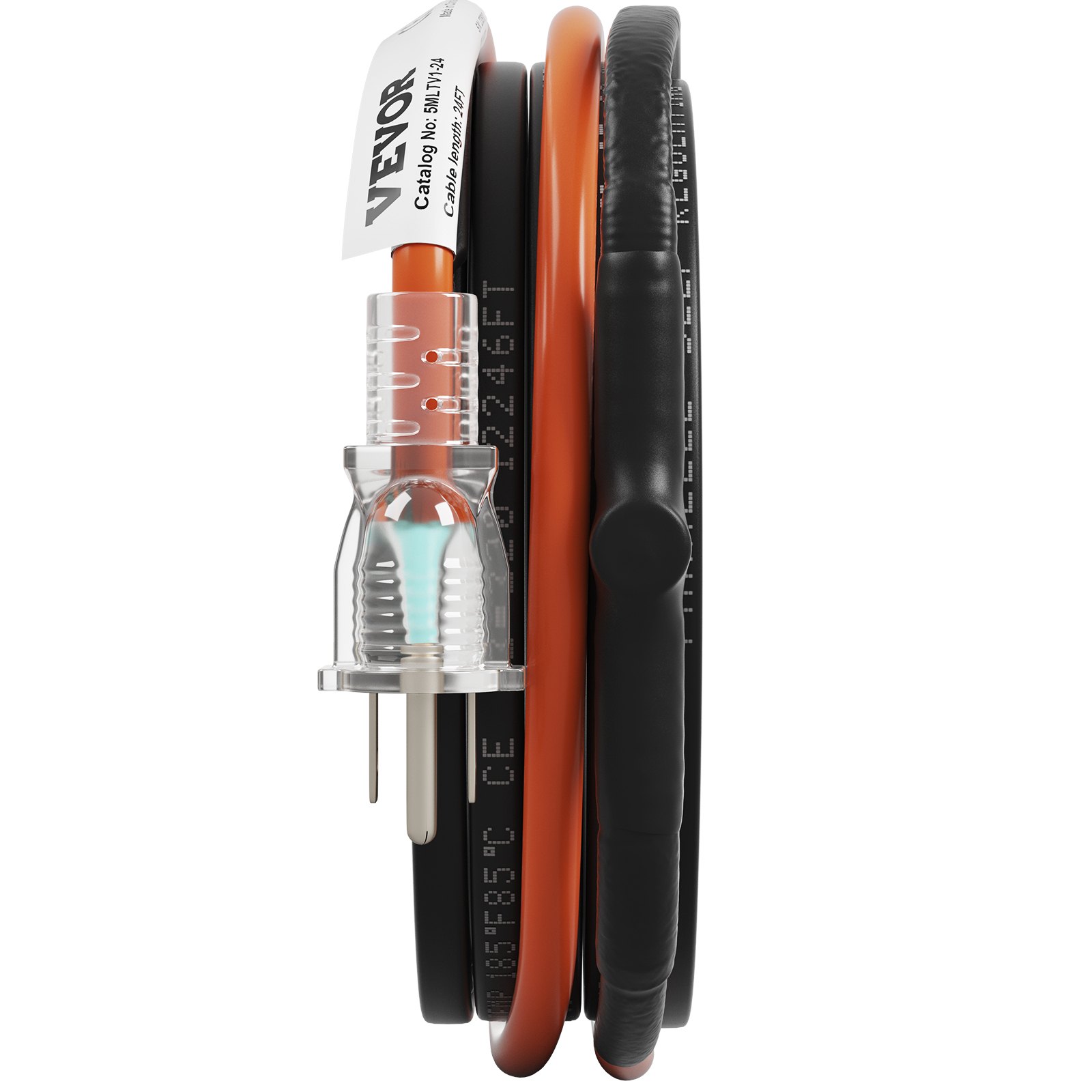 VEVOR Cable de calefacción de tubería autorregulable, cinta de calor de 24 pies y 5 W/ft para protección contra congelamiento de tuberías, protege la manguera de PVC, la tubería de metal y plástico de la congelación, 120 V