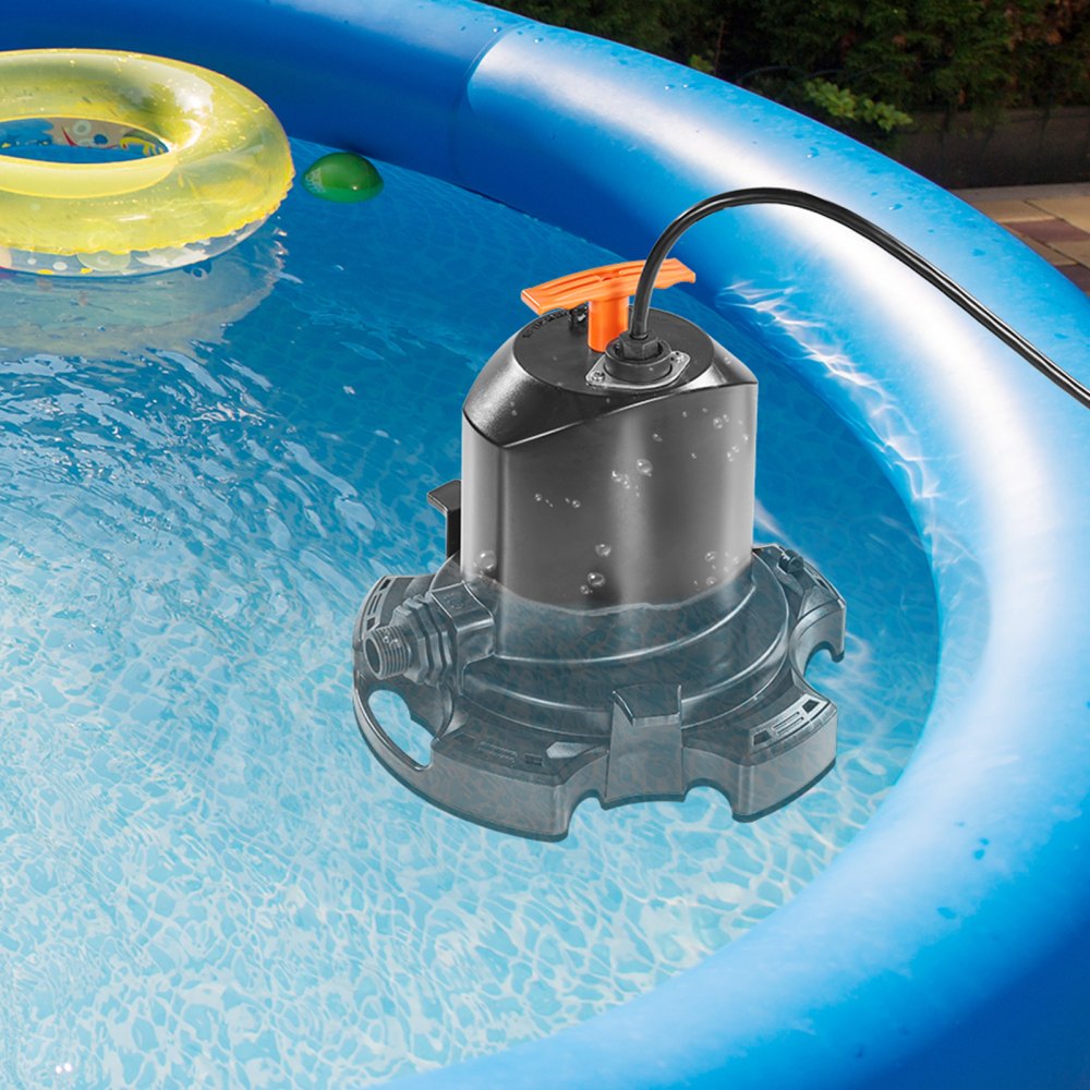 Bomba para cubierta de piscina VEVOR, 1/2 HP, 1575 GPH, 120 V, sumergible, con cable de alimentación de 7,6 m, elevación máxima de 7,3 m, para drenaje de piscinas y parques acuáticos inflables.