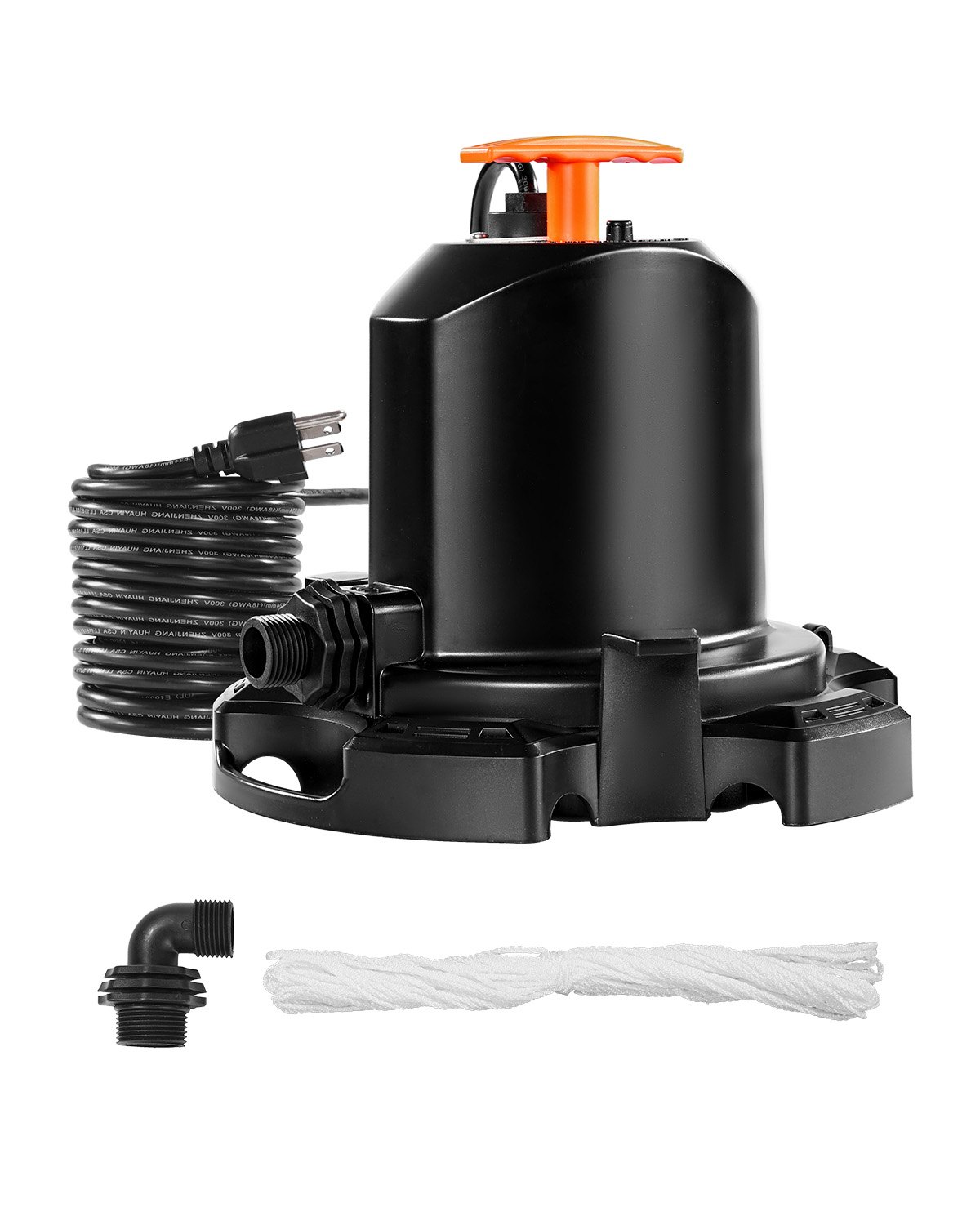 Bomba para cubierta de piscina VEVOR, 1/2 HP, 1575 GPH, 120 V, sumergible, con cable de alimentación de 7,6 m, elevación máxima de 7,3 m, para drenaje de piscinas y parques acuáticos inflables.
