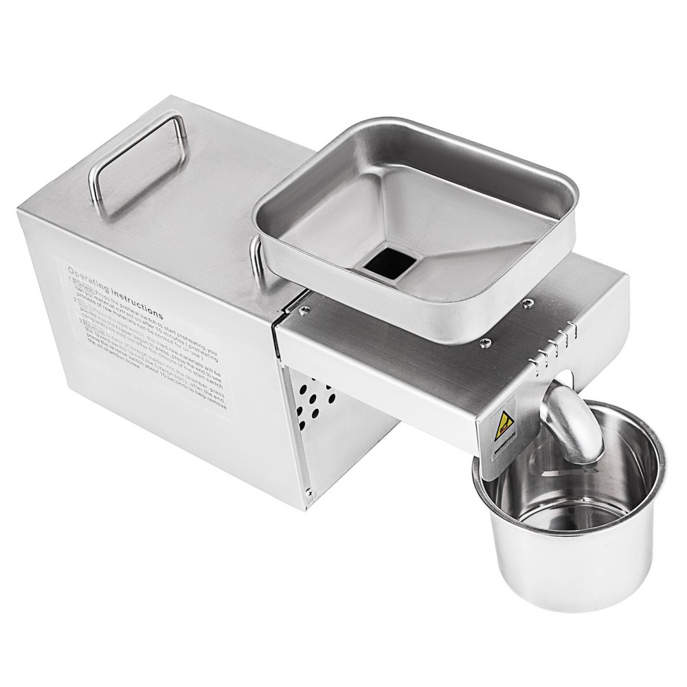 Máquina de prensa de aceite VEVOR 750W Prensa en frío / caliente Extractor de aceite automático Expulsor de aceite orgánico Máquina de prensa de aceite de acero inoxidable de grado comercial