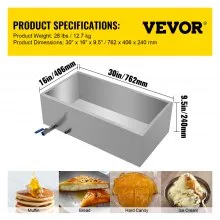 VEVOR - Bandeja evaporadora de jarabe de arce de 30 x 16 x 9,5 pulgadas, acero inoxidable, para hervir jarabe de arce, con válvula para hervir jarabe de arce