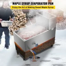 VEVOR - Bandeja evaporadora de jarabe de arce de acero inoxidable de 30 x 16 x 19 pulgadas con válvula y termómetro y bandeja de alimentación para hervir jarabe de arce