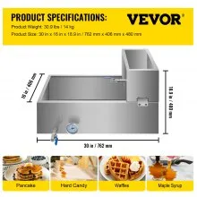 VEVOR - Bandeja evaporadora de jarabe de arce de acero inoxidable de 30 x 16 x 19 pulgadas con válvula y termómetro y bandeja de alimentación para hervir jarabe de arce