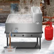 VEVOR - Bandeja evaporadora de jarabe de arce de acero inoxidable de 30 x 16 x 19 pulgadas con válvula y termómetro y bandeja de alimentación para hervir jarabe de arce